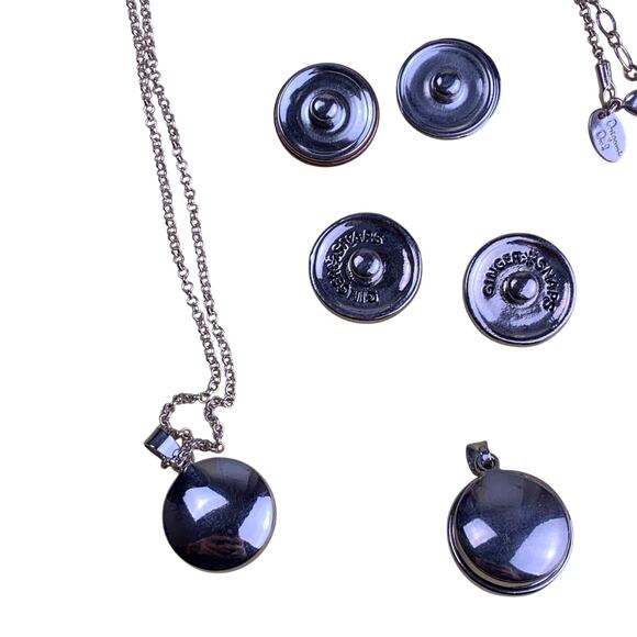 Snap in Pendent Necklace with 6 Teal Blue Tone Snaps "Gingersnaps" - Picture 8 of 10